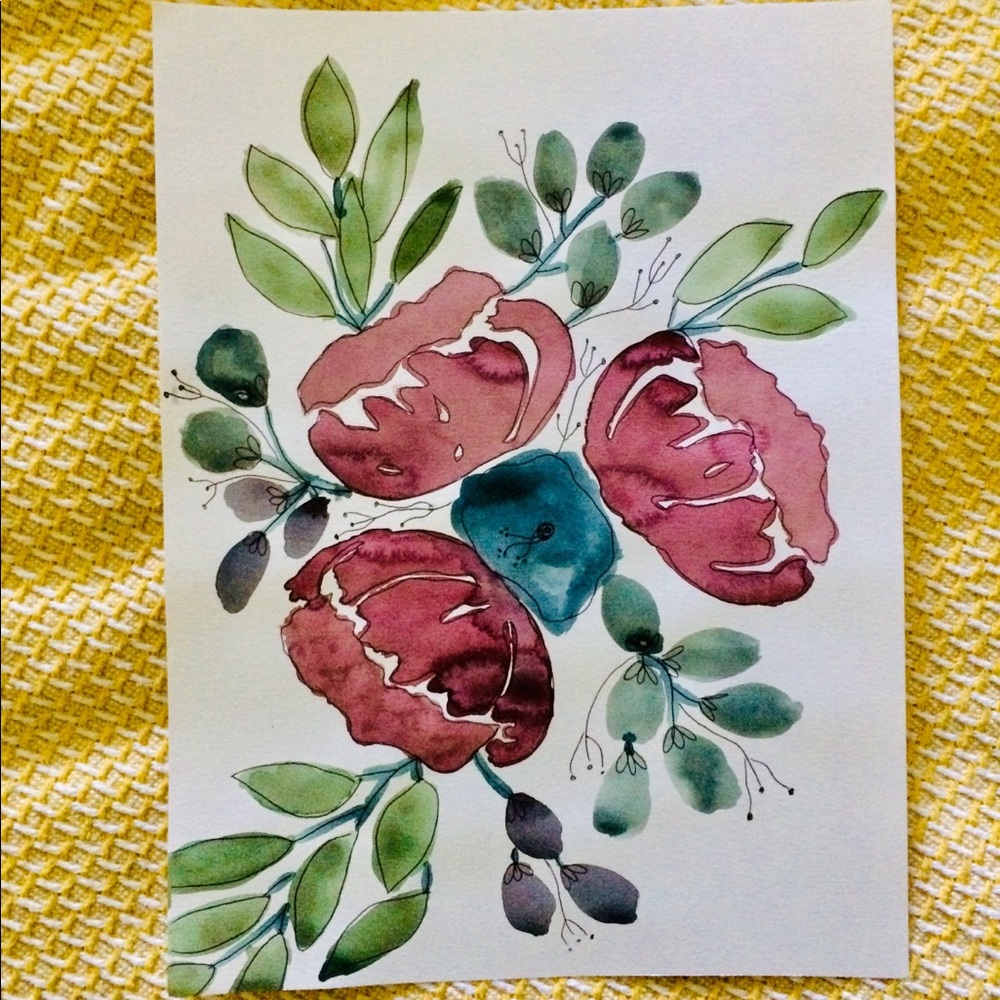 Hand painted watercolor floral art